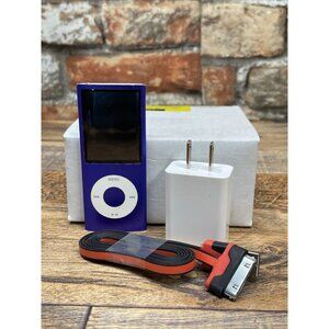 Apple iPod Nano 4th Generation Blue 8GB Model:A1285 W/ Cable & Adapter
